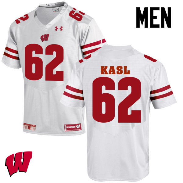 Wisconsin Badgers Men's #62 Patrick Kasl NCAA Under Armour Authentic White College Stitched Football Jersey KX40Q72BQ